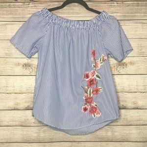 NWOT Adorable striped off the shoulder top